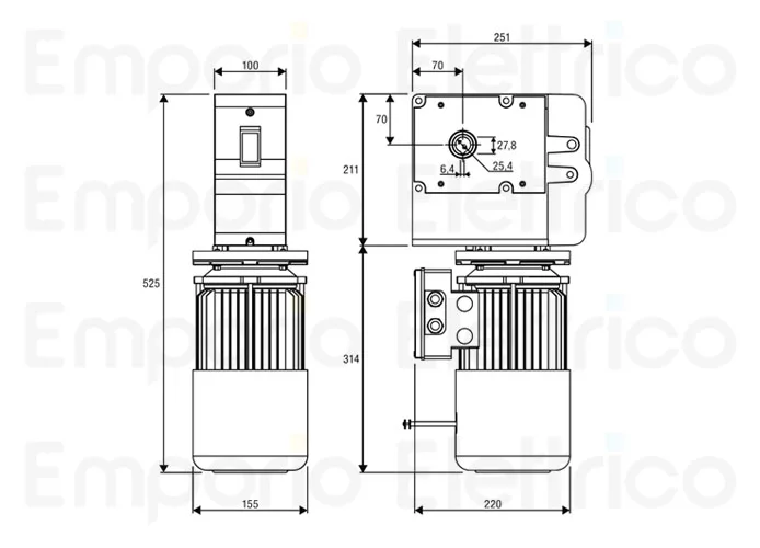 beninca motoriduttore irreversibile per porte sezionali 400v vn.mt40v 9590377